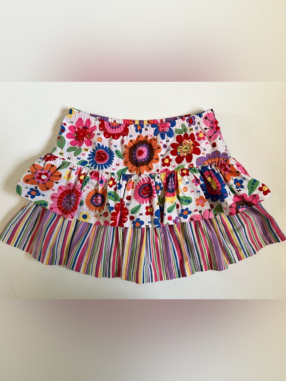 Hanna Andersson Bright Floral & Stripe Tiered Skirt